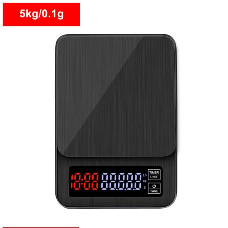 Hand-made Coffee Electronic Scale Coffee Beans Weighing Timing LED Screen Can Bear 3kg/5kg Accurate 0.1g: Light Grey