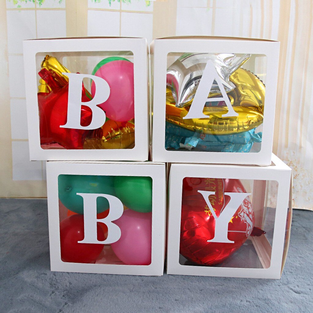 Letter A- Z Transparent Boxes Kid Birthday Baby Shower Birthday Party Decoration Shower Balloon Storage Box Party Supplies