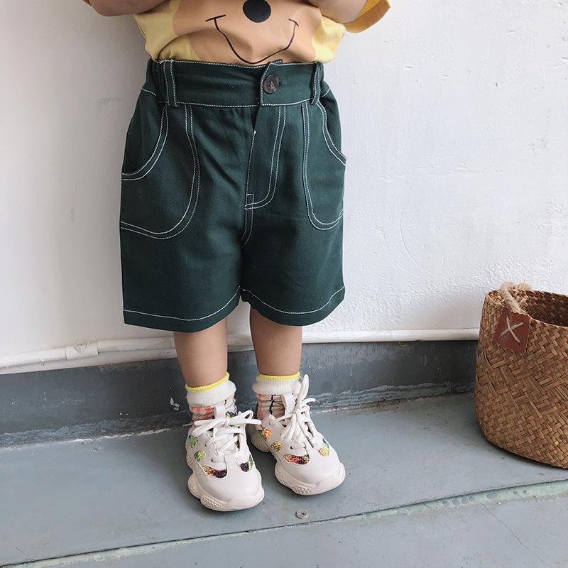 3610 Stijlvolle Kinderen Effen Kleur Broek Kinderen Knie Lengte Broek Voor Jongen En Meisje 2-7 Jaar kinderen Casual Broek: dark green / 110cm