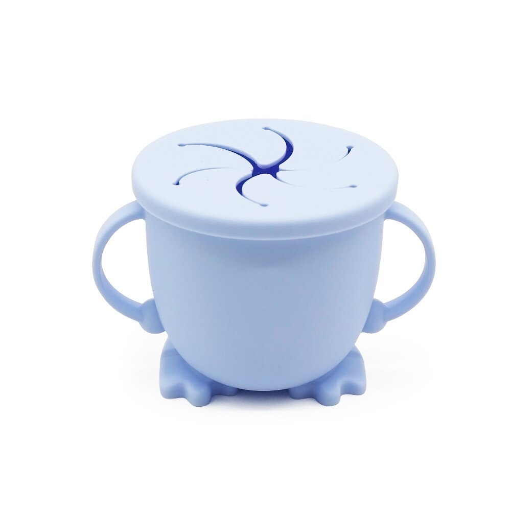 Baby Kids Toddler Baby Collapsible Silicone Snack Container Foldable Snack Attack Cup With Lid Snack Bowl: Blue