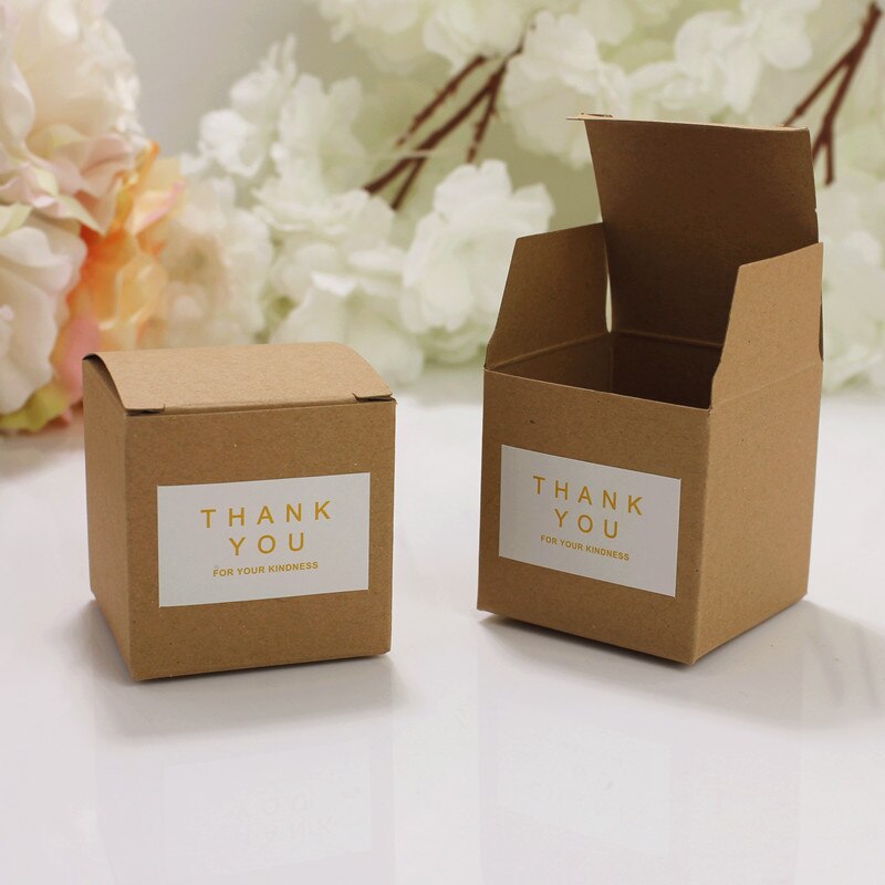 10 Uds pequeño cuadrado de papel Kraft caramelo caja de boda dulces bolsas porta de de boda cajas de papel envoltorio para Chocolate