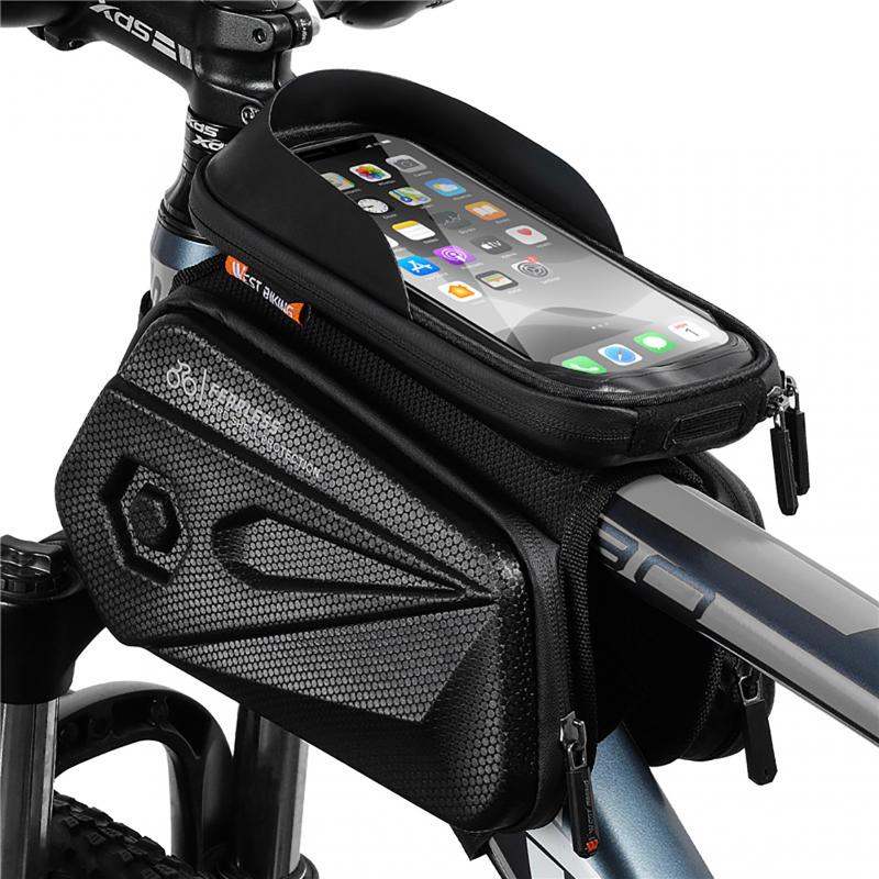 Wild man mtb cykeltasker front cykeltaske regntæt touch screen cykel telefon taske 6.5 tommer mobiltelefon taske eva hard shell tasker: 03
