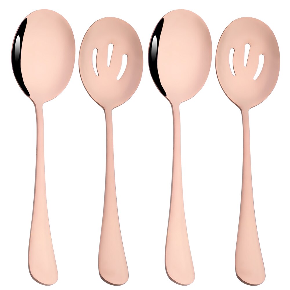 Drmfiy Rainbow Dinnerware Set 4Pcs Service Colander Spoons Stainless Steel Set Buffet Dinner Restaurant Banquet Tableware Set: Rose