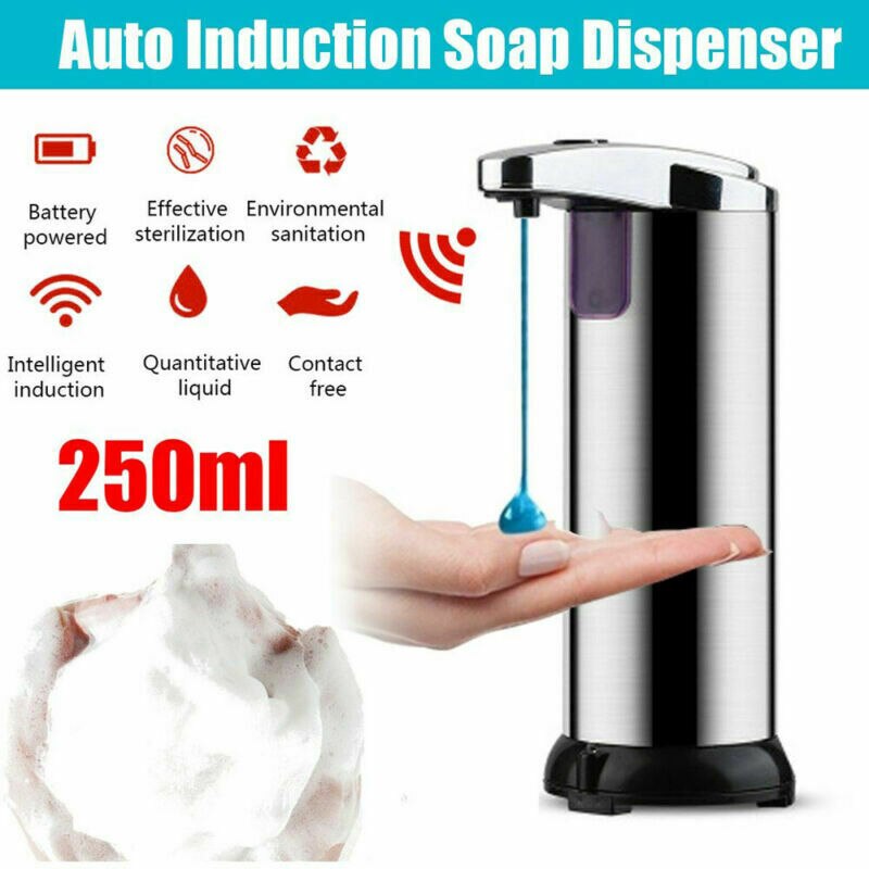 250ml Stainless Steel Automatic Soap Dispenser Handsfree Automatic IR Smart Sensor Touchless Soap Liquid Dispenser