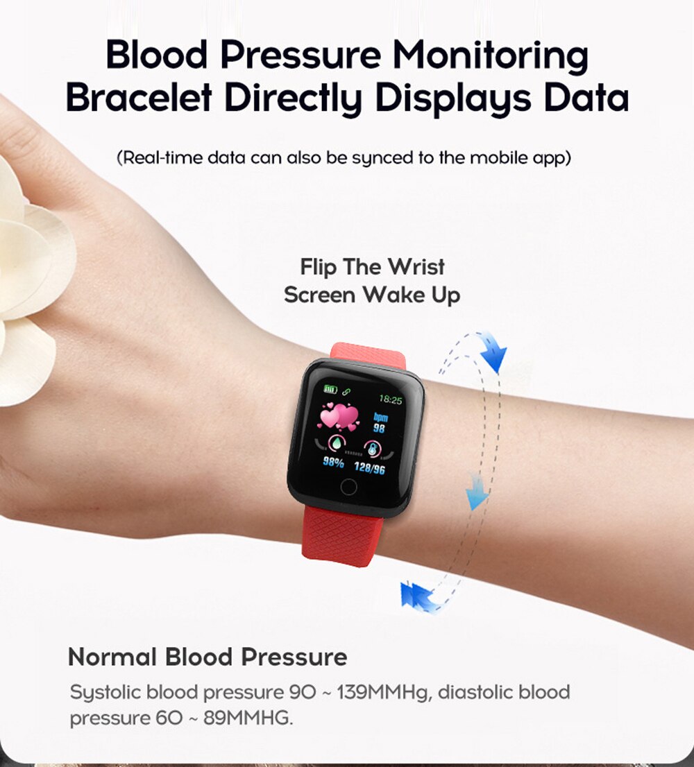 D13 Smartwatch Fitness Tracker Smartband Activity Wristband Bluetooth 116 Plus Bracelet Heart Rate Monitor Men Women