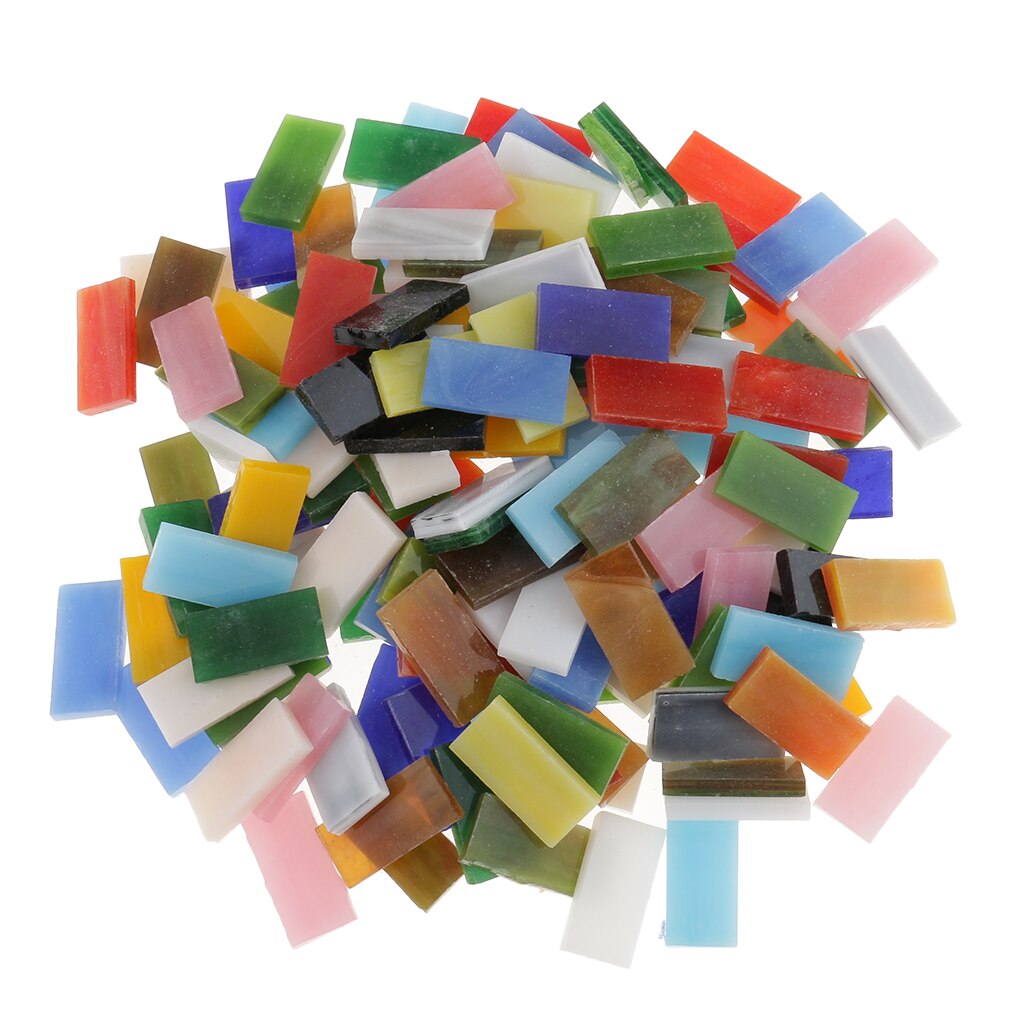 10x20mm Rectangle mosaïque carreaux vitrail pièces fournitures pour enfants artisanat pierres en vrac, coloré, ensemble de 150 pièces