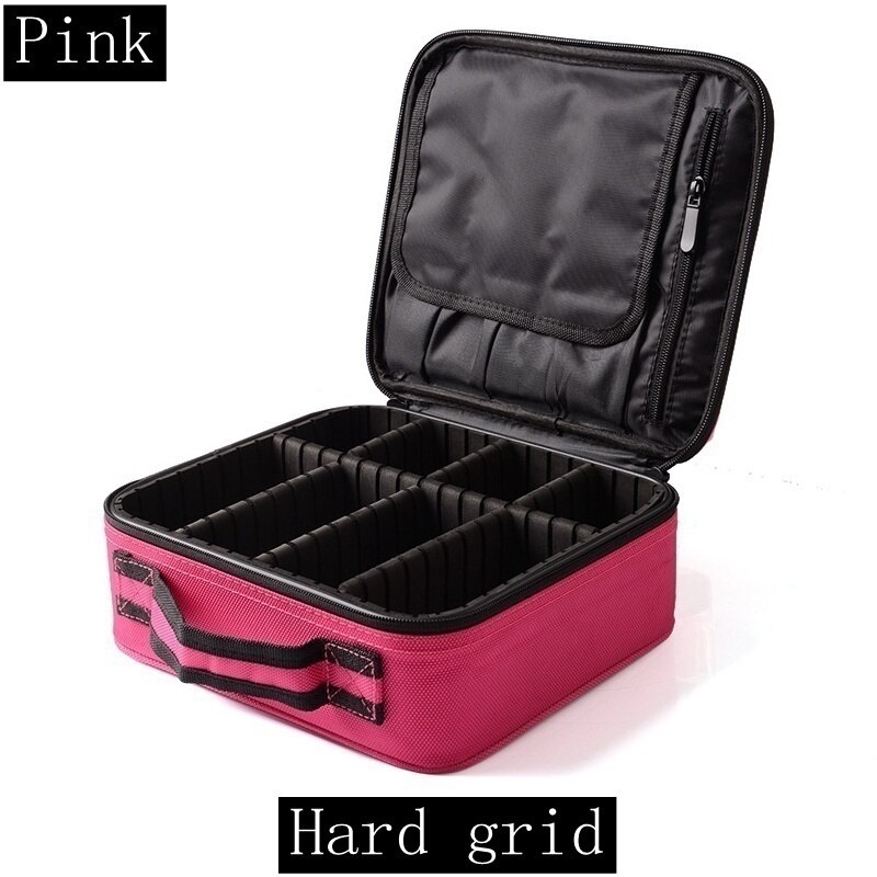 Reizen Noodzakelijke Waterdichte Cosmetische Tas Vrouwen Cosmetische Borstel Make-Up Tas: rose red hard grid