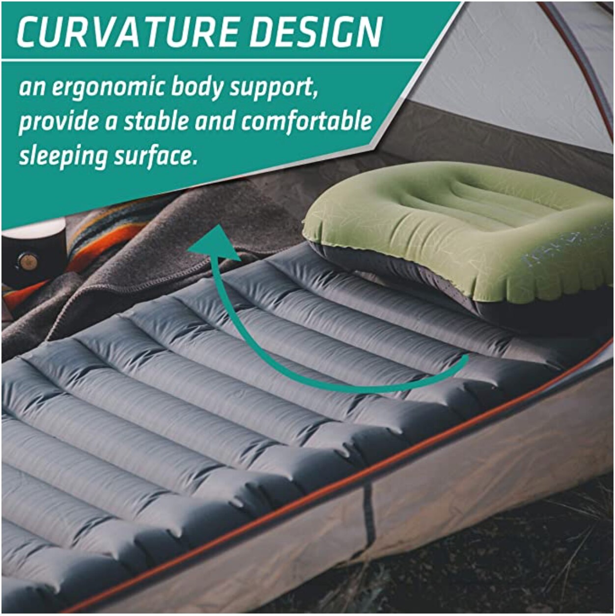 Outdoorsman Lab Ultralight Sleeping Pad - Patented Camp Mat, Compact & Roll-Up (Blue)
