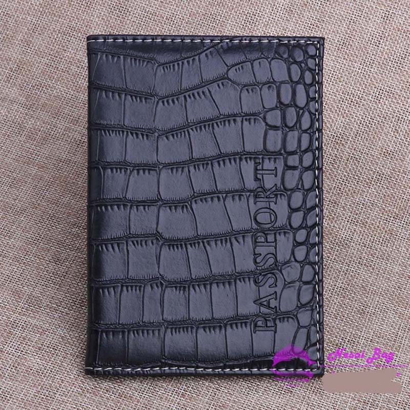 Crocodile Pattern Travel Passport Cover Russia Women Pu Leather Cover on The Passport Case Passport Travel Organizer Paspoort: black