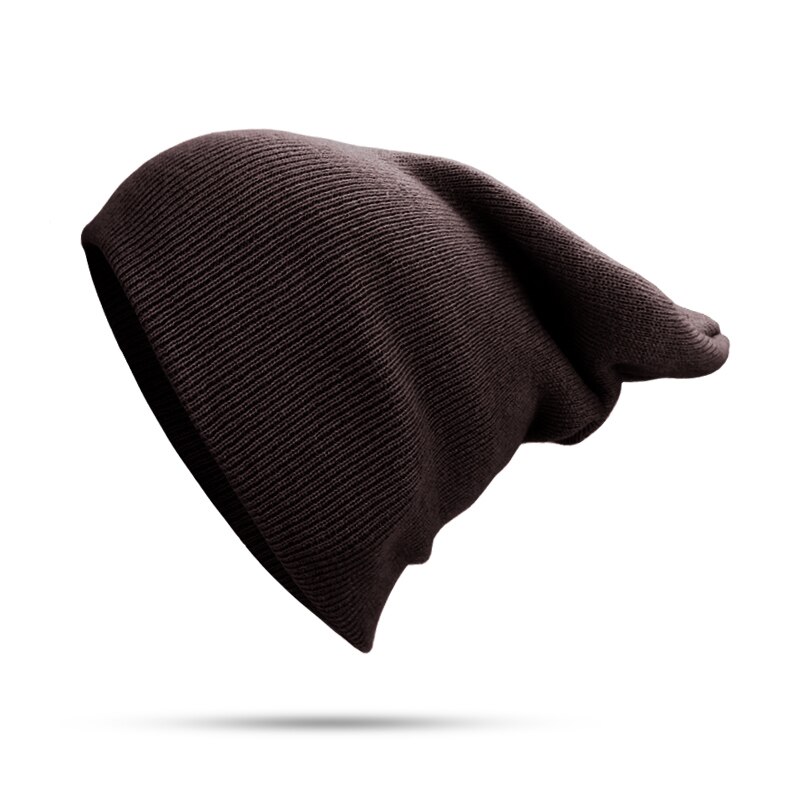 Talvihattu miehille naisten skullies pipot lämmin lippalakki unisex elastisuus neuloa pipo hatut yksivärinen neule tyttö ruusunvihreät hatut: Kahvia