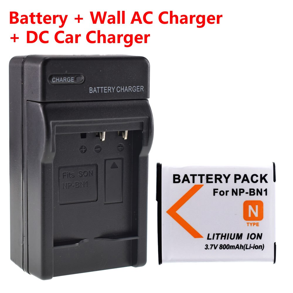 Camera Battery NP-BN1 - 800mAh Li-Ion - Rechargeable - for Sony Cyber-Shot QX WX T Series: 1 Battery Set