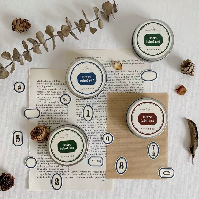 Retro Label Sticker Set Flake Sticker Pack DIY Craft Photo Albums Card Making Label Sticker: All of Three