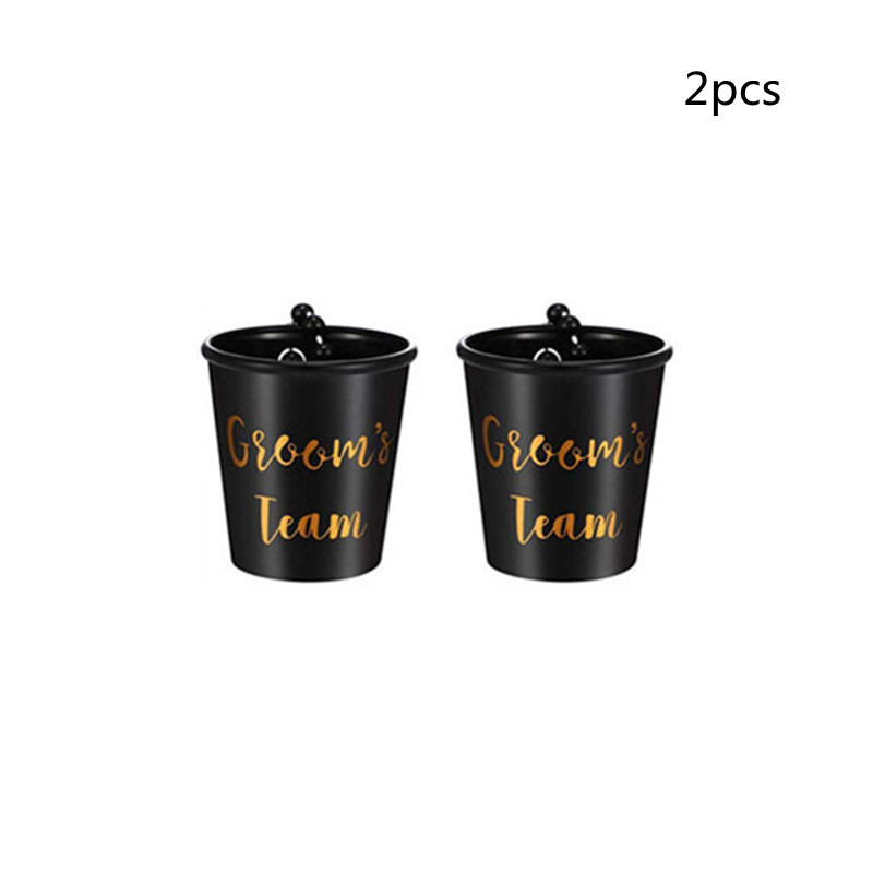 2-6pcs Team Bride To Be Wedding Decoration DIY Plastic Shot Glasses Necklace Bachelorette Party Decor Mariage Bridesmaid: 2pcs black groom