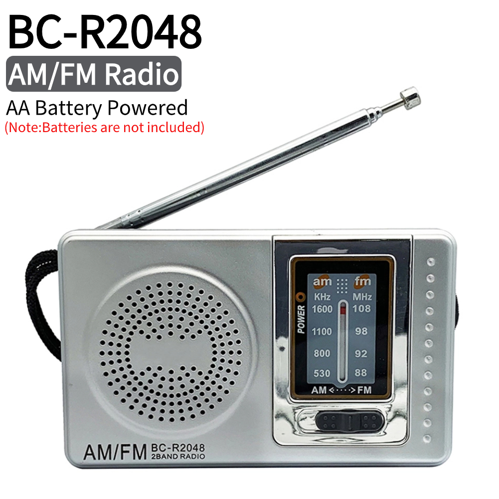 Fm/Am Radio Dual Band Draagbare Weerradio Batterijgevoede Muziekspeler 3.5Mm Jack Ingebouwde Luidspreker Met Telescopische Antenne: Black