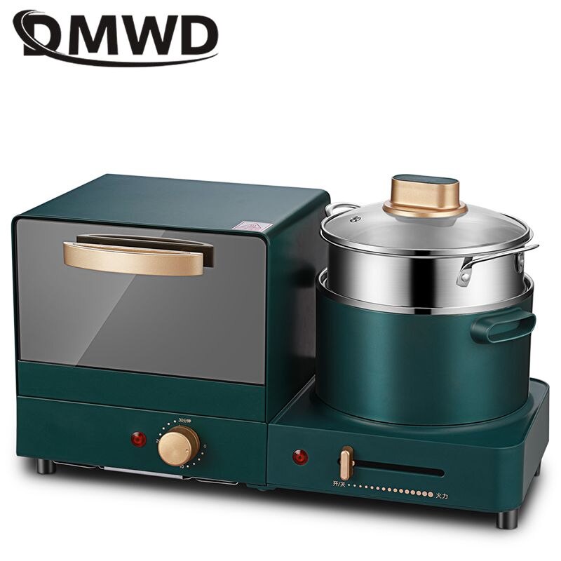 Dmwd 4 in 1 husholdnings elektrisk morgenmaskine brødrister stegepande mini ovn brød sandwich pizza maker kogende gryde damper