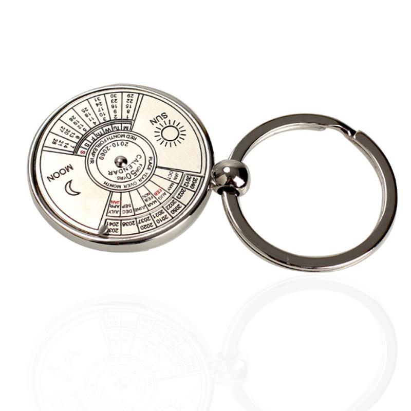 Mini Perpetual Calendar Keychain Ring Unique Metal Keyring 50 Years