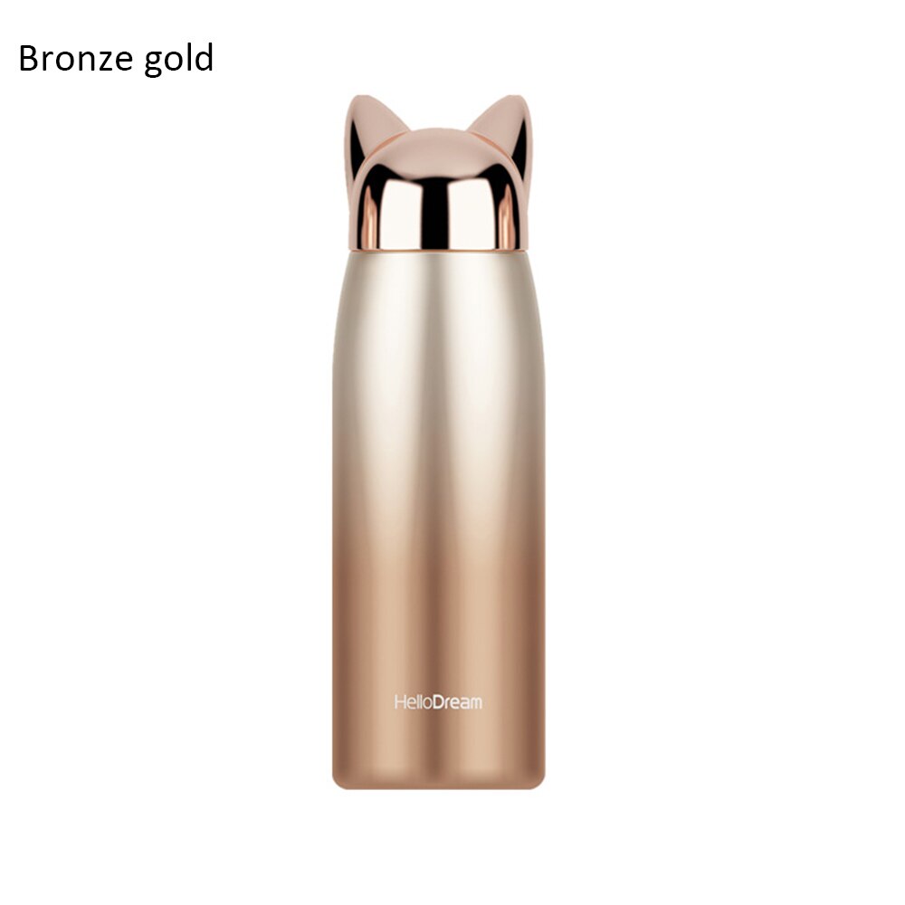 300/320ml termoflasker rustfrit stål vakuumflasker søde katteør termisk kop bærbar rejse udendørs krus til kaffe te mælk: 300ml a