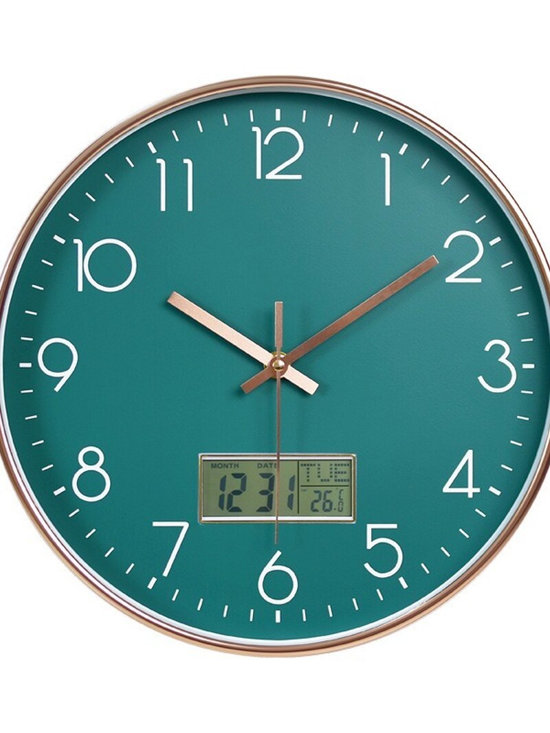 12Inch Wall Clock Quartz Silent Nordic Smart Wall Clock Bedroom Digital with Date Temperature Office Decor Reloj De Pared