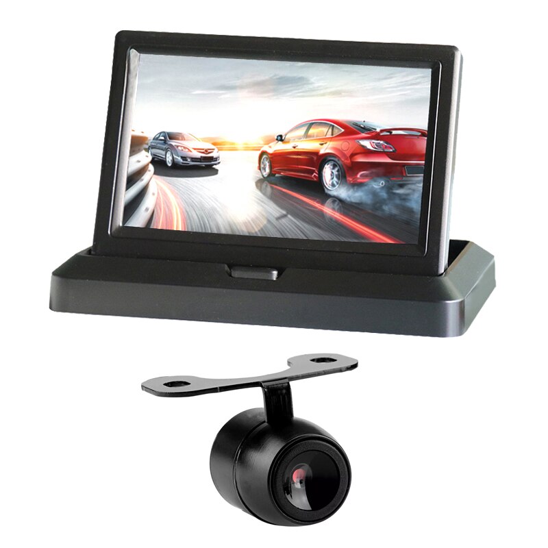 5.0 "farve hd ccd bil display 5 tommer folde digital skærm 2 kanals video input dvd afspiller  dc 12/24v skærm: Med kamera
