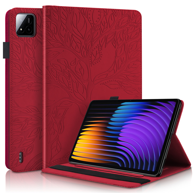 Tablette Funda pour Xiaomi Pad 7 Pro étui 11.2 "en relief arbre Flip portefeuille support étui pour Xiaomi Pad 7 Mi Pad 7 Pro tablette couverture Coque: 12.4 / Bleu