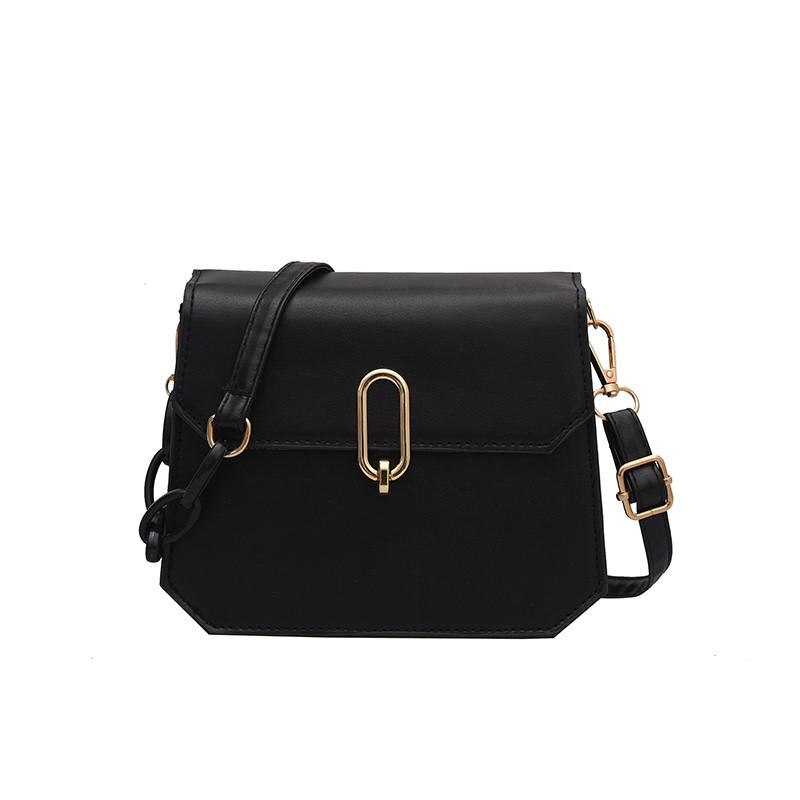 Pu Leather Ladies Handbag Shoulder Bag Casual Messenger Bags: Black