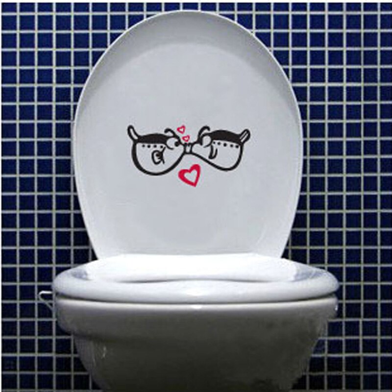 Mignon amour baiser poisson Stickers muraux salle de bains toilette décoration de la maison Pvc art Stickers drôle étanche mural autocollant papier peint