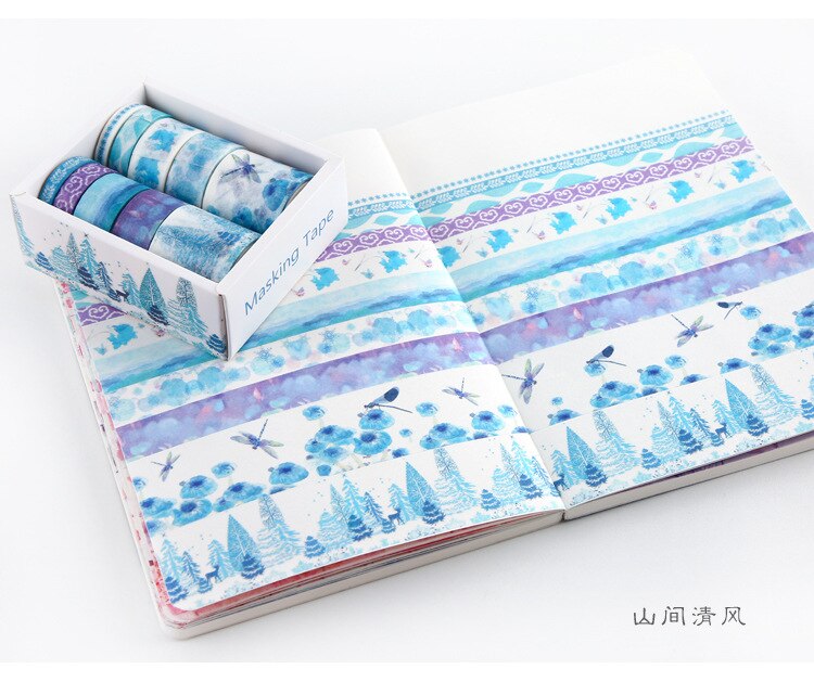 Ruban Washi décoratif avec chansons d'amour sous les étoiles, ruban de masquage décoratif pour bricolage, fournitures scolaires et de bureau, pour bricolage, 10 pièces/paquet: 09