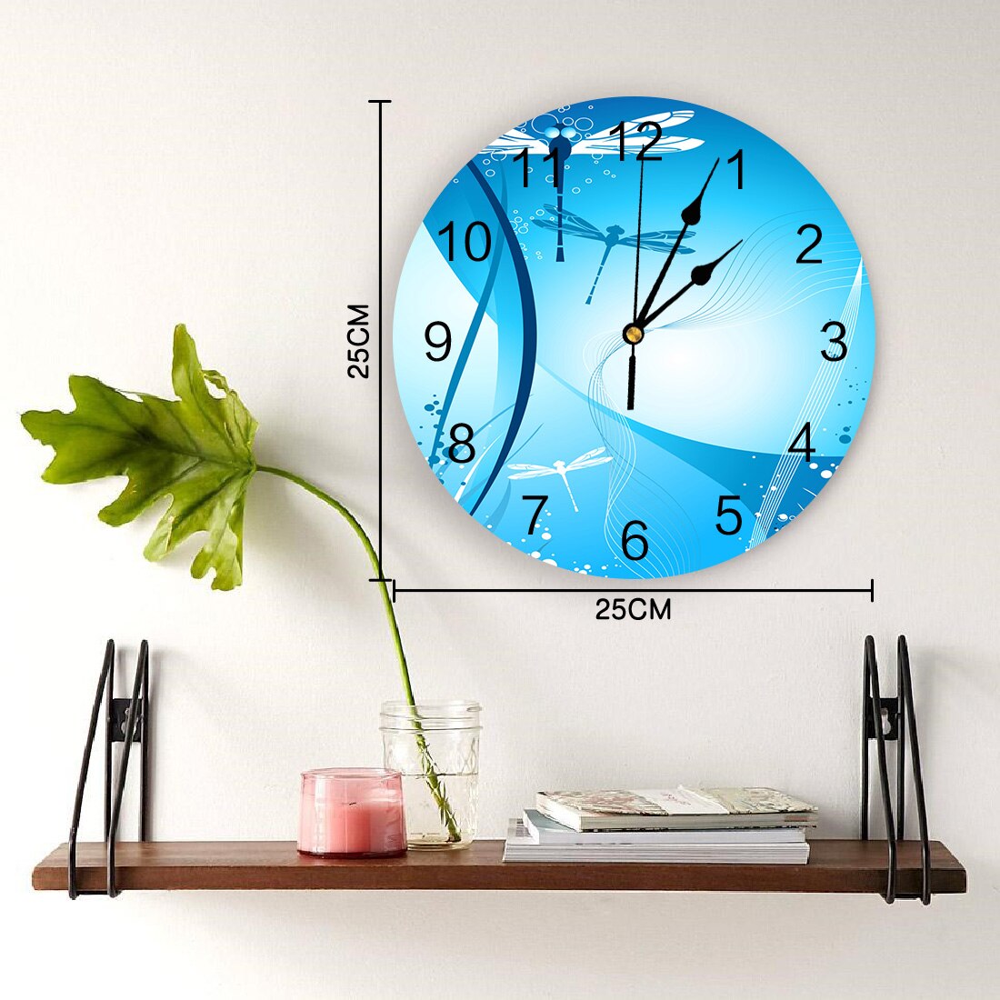 Dragonfly Wings Lines Waves BubblesWall Clock Home Decor Bedroom Silent Wall Digital Clock Wall Clock Modern