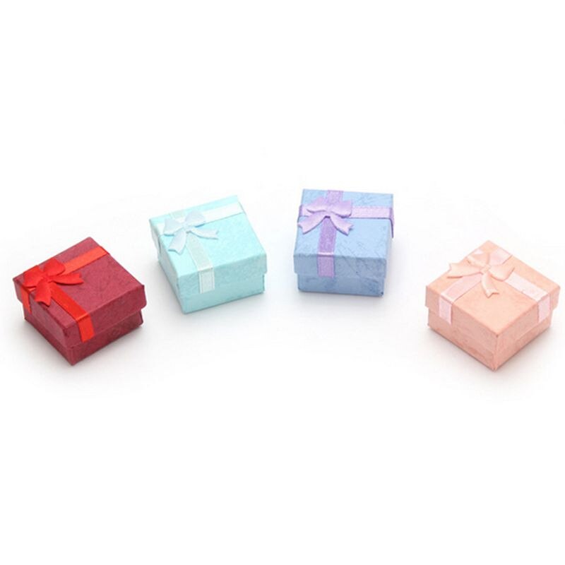 4 Stuks 4X4 Cm Sieraden Organizer Box Ringen Opbergdoos Kleine Geschenkdoos Voor Ringen Oorbellen 4 Kleuren