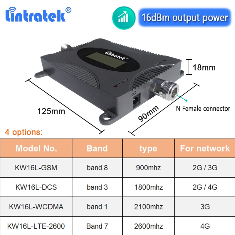 Lintratek 900 GSM 2G 3G 4G wzmacniacz sygnału DCS 1800 zespół 7 LTE 2600 pojedyncza opaska telefon komórkowy wzmacniacz WCDMA 2100 wzmacniacz komórkowy