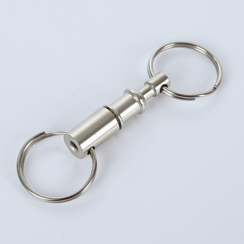 1 pièces porte-clés détachable double porte-clé en acier chromé porte-clés amovible porte-clés