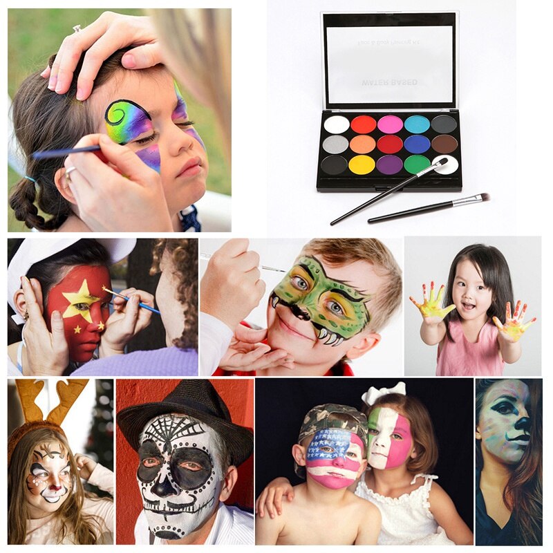 15 Kleuren Halloween Make-Up Gezicht Halloween Party Body Verf Gezicht Body Art Schilderen Body Painting Drama Clown