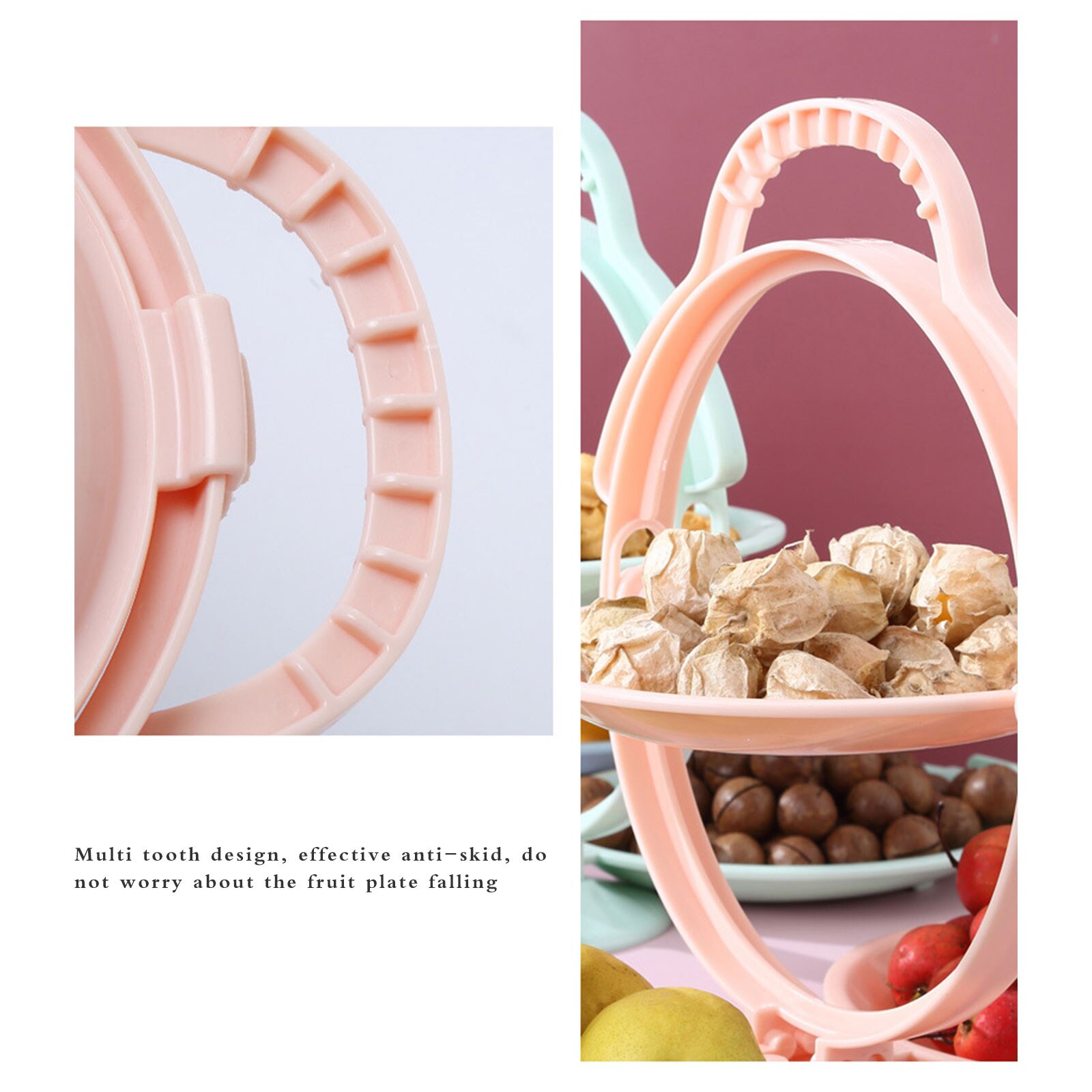 3 Colors Folding Fruit Plate Double-Layer Smiley Vertical Modern Creativity Portable Display Stand