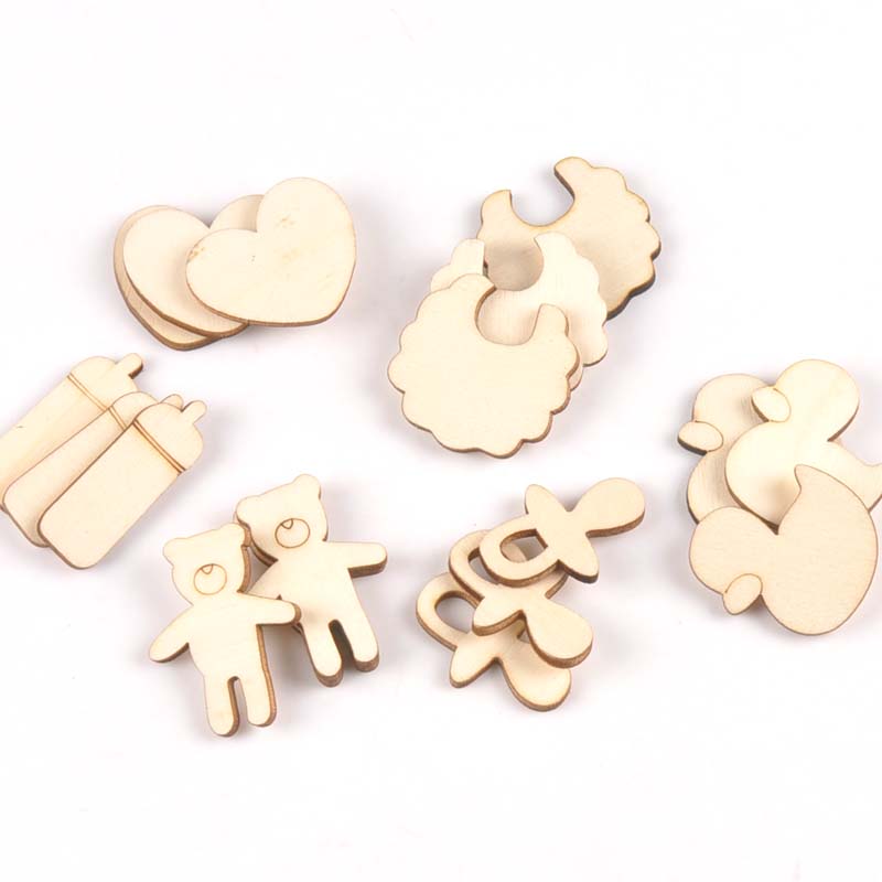 Gemengde Beer/Fopspeen/Eend/Bib Unfinished Houten Ornament Voor Kid Verf Scrapbooking Diy Carfts Hout Home Decor arts 20Pcs M2152