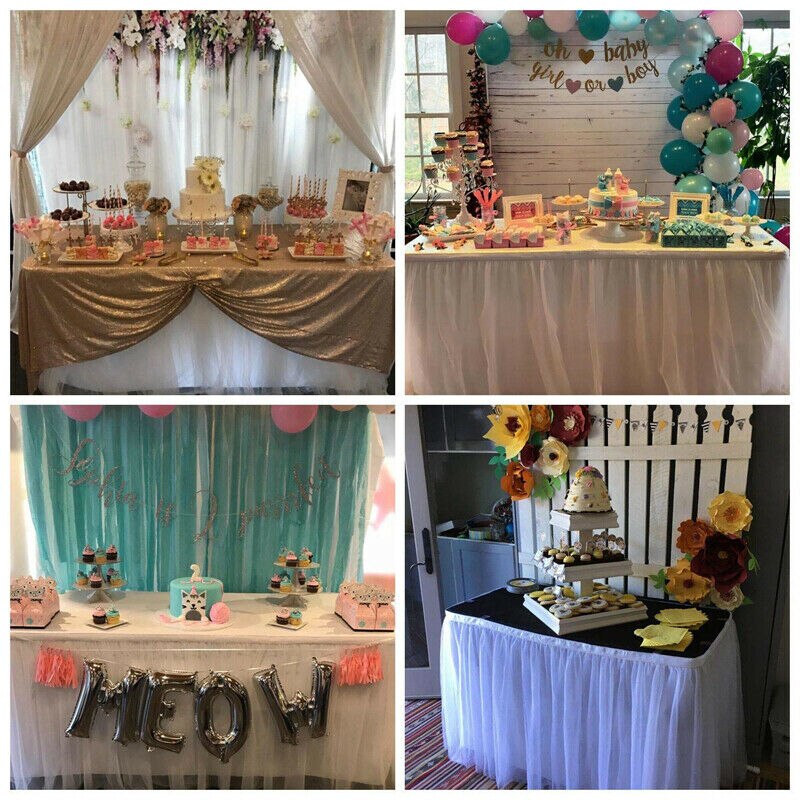 Falda de mesa de tul con tutú de Color liso para boda, decoración de mesa de , accesorios de manteles textiles suaves para el hogar