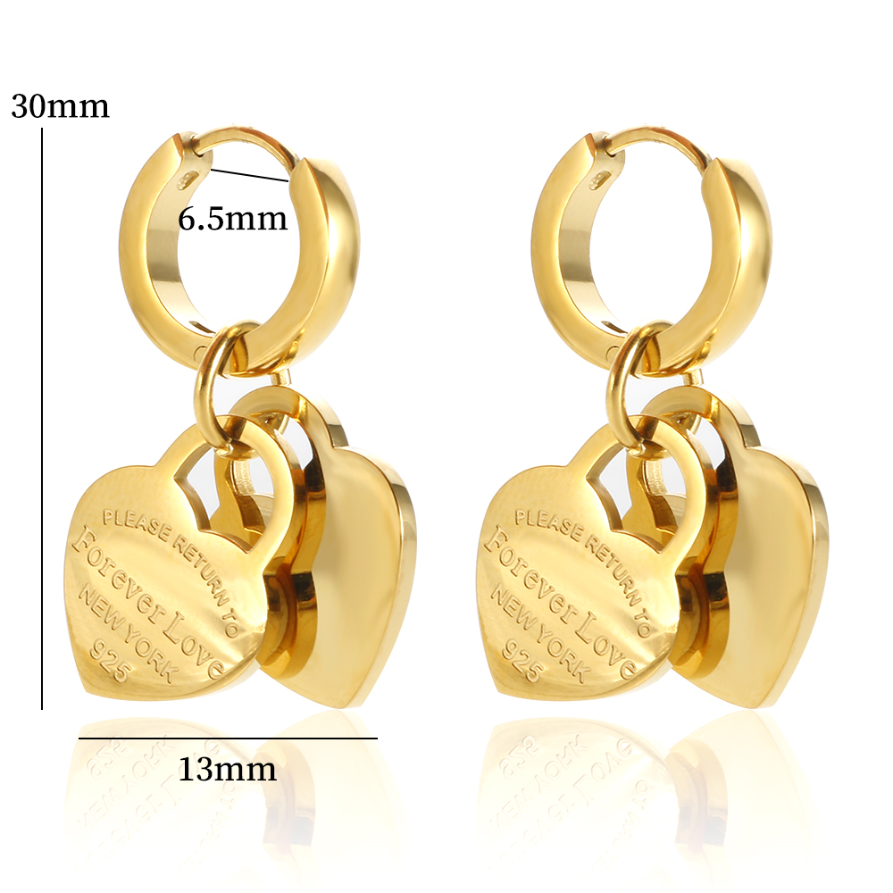Stainless Steel Trend Lover's Heart Earrings for Women Girls Heart-Shaped Pendant Small Hoop Earrings Charm Love Jewelry