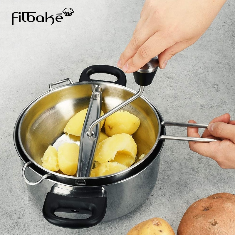 Kartoffelmasker rustfrit stål kartoffelpresser med drejeligt håndtag til fremstilling af mos kartoffel babymad vegetabilsk frugt køkkenbagning