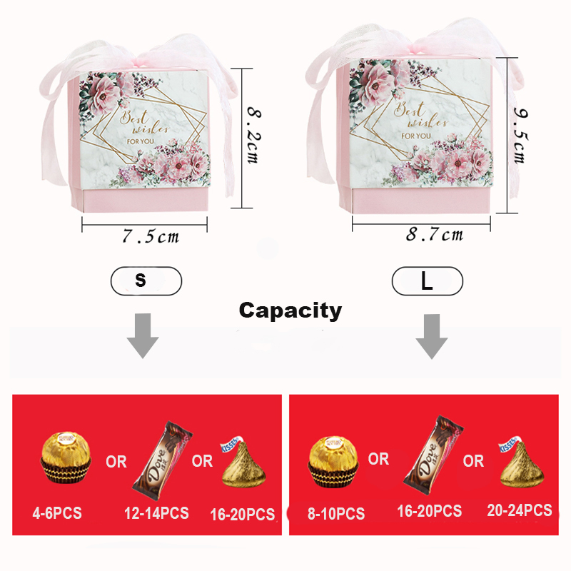 Paper Candy Box Wedding Favors Bag with Ribbon For Guests Wedding Baby Shower Birthday Party Decoration