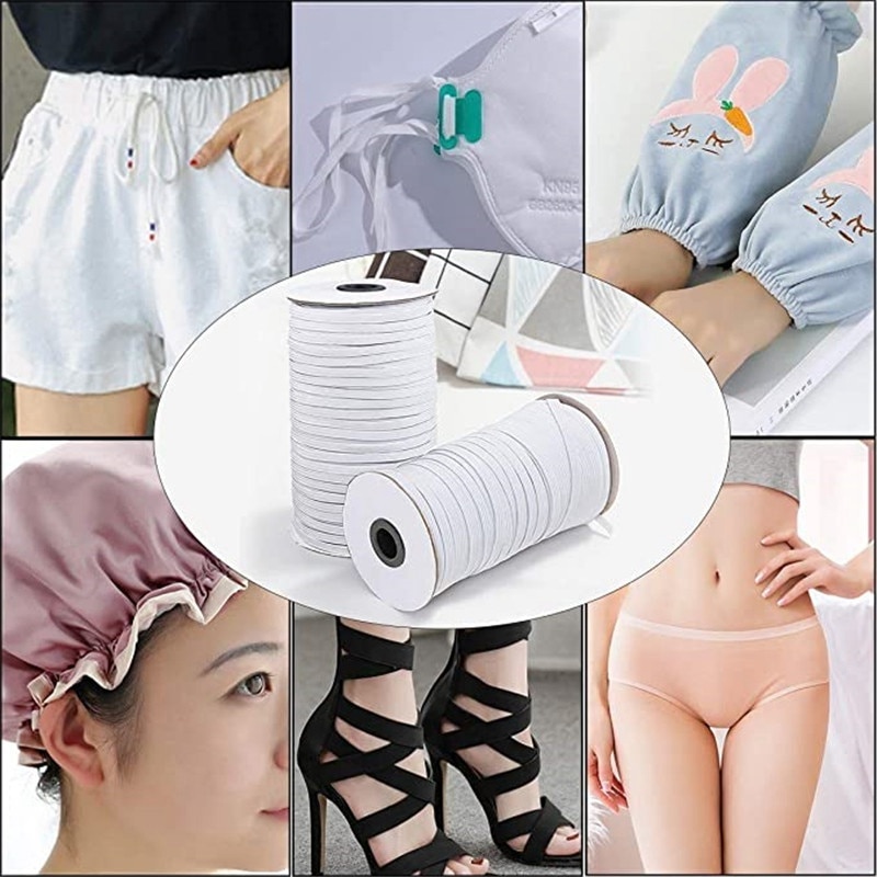 Wit Zwart 70/100/160 Yards Elastische Band 3/6Mm Elastische Koord Touw Naaien Ambachten Diy Masker Sprei manchet Voor Ambachtelijke Masker Maken