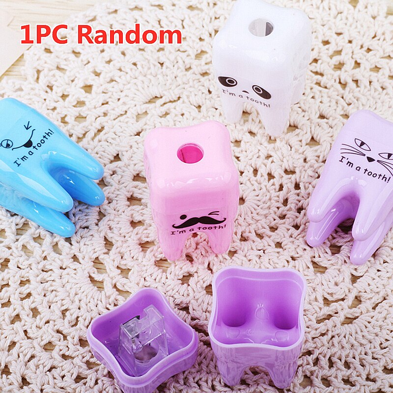 1PC Cute Owl Pig Hedgehog Hippo Plastic Pencil Sharpener Lovely Multiple Animals Stationery for School Kids: Teeth