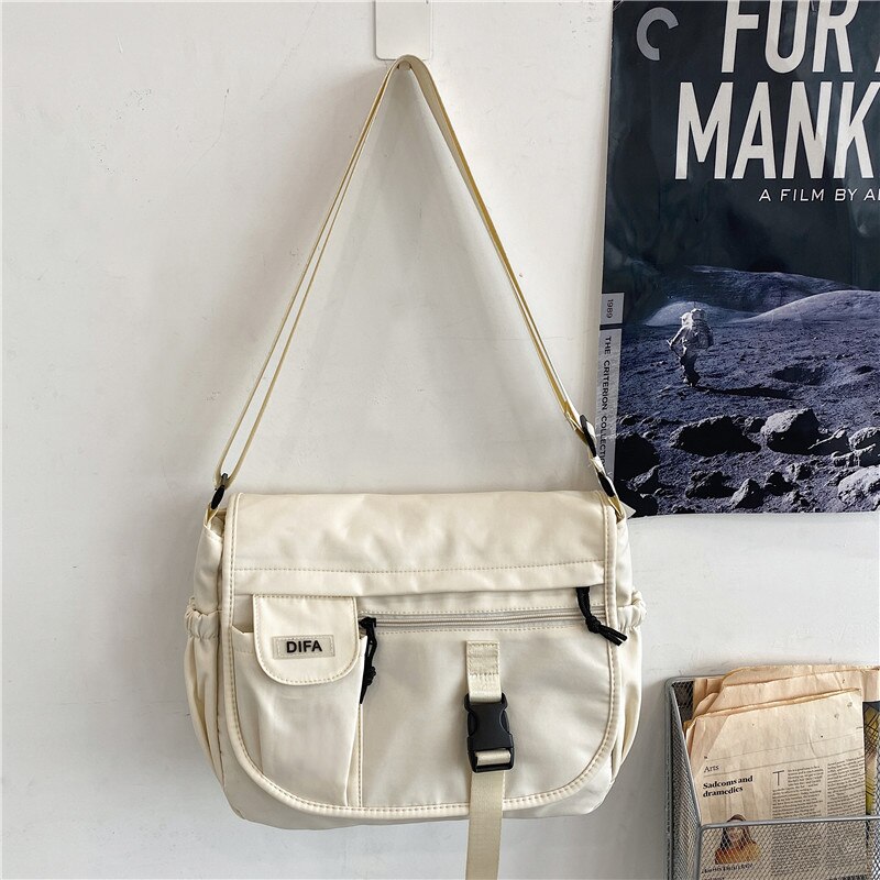 unisex-umhängetasche mit großem fassungsvermöGen Ich bin beliebten koreanischen stil, Ideal für studenten, auch als Bote Tasche geeignet.: Weiß