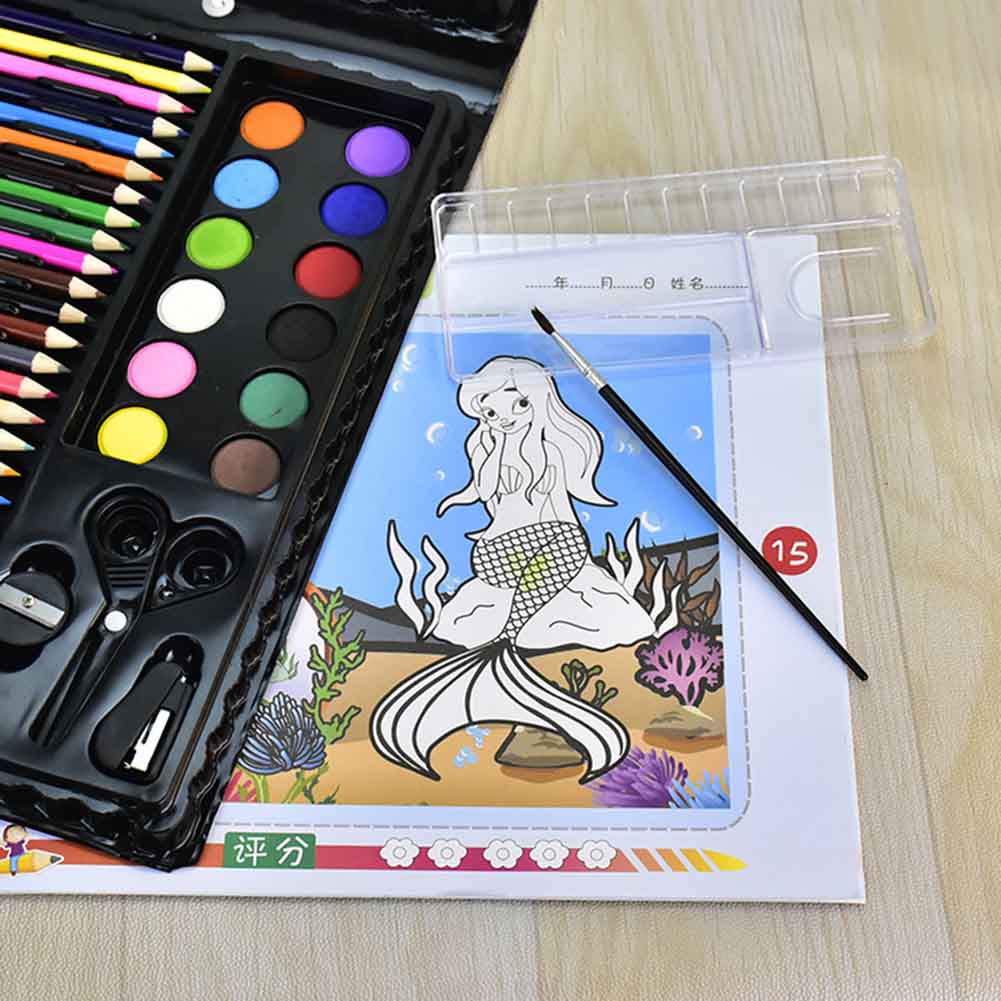Kit de herramientas de dibujo con caja, pincel de pintura, rotulador de arte, lápiz de Color agua, crayón, para niños, 150 unids/set por Set,