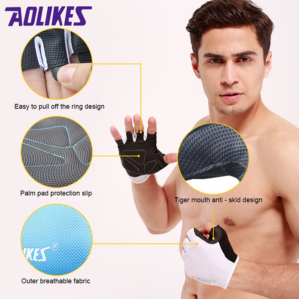 AOLIKES 1 Pair Body Building Wrist Fitness Gloves Equipment Weight lifting outdoor Men Women Exercise Wrist Support