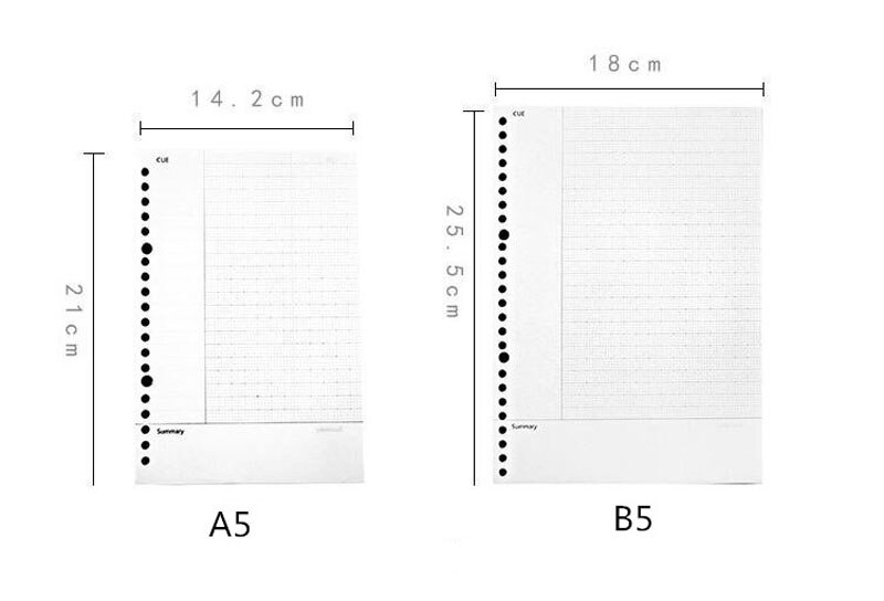 A5 B5 Loose Leaf Notebook Refill 60 Sheets Kawaii Spiral Binder Index Inside Page Dot Grid Blank Connell Stationery