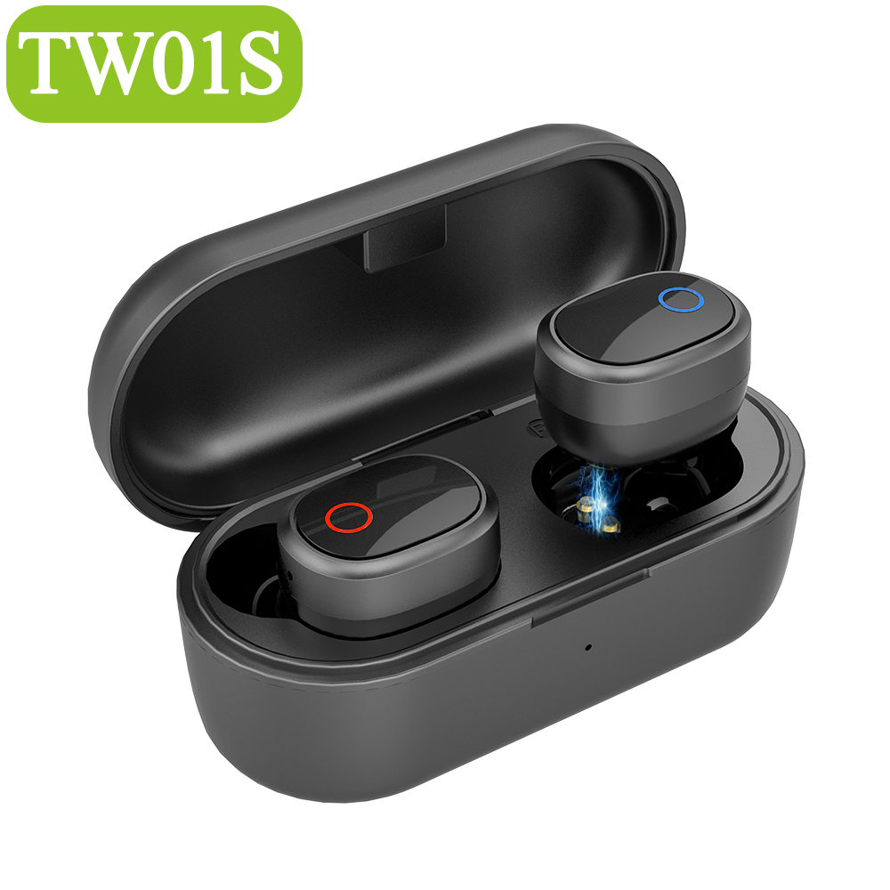 AUSDOM TW01s kabellos Bluetooth Kopfhörer Stereo Bass Bluetooth 5,0 mit Mic TWS Freisprecheinrichtung Ohrhörer Sport Headset Für IOS Andorid: TW01S Schwarz..