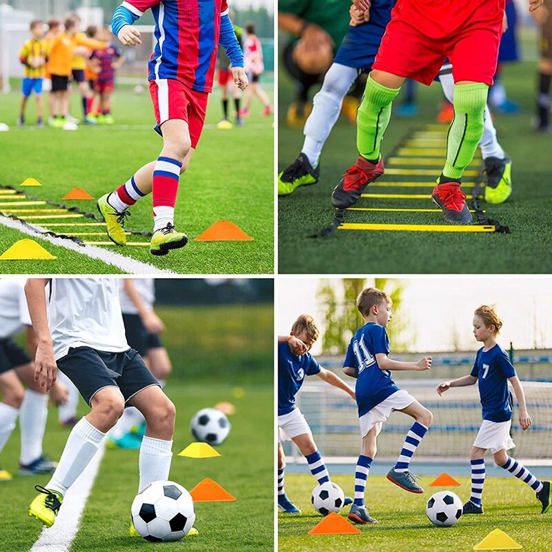 Échelle d'entraînement d'agilité, ensemble de disques de Logo en Triangle pour enfants et jeunes, entraînement de Football, 12 étapes, 20 pieds