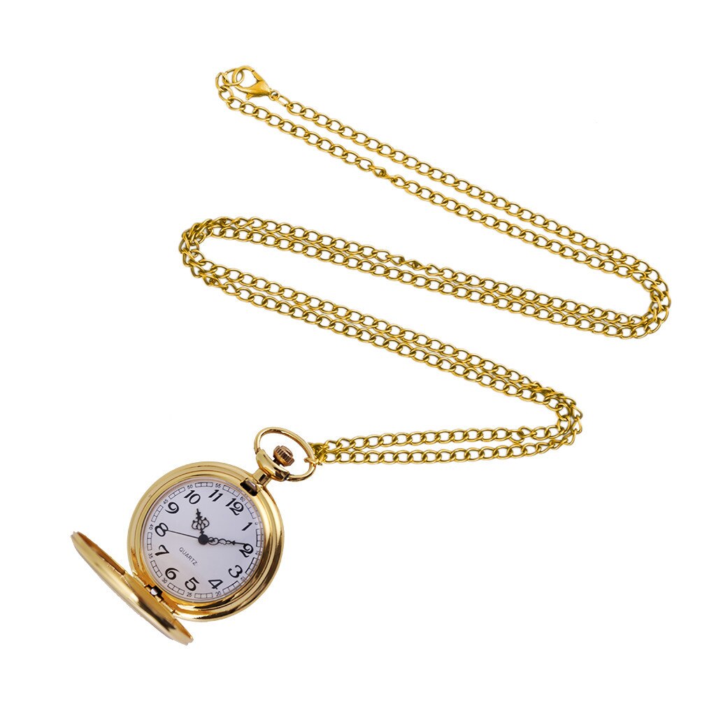 Classic Large TwoFaced Gold Pocket Watch Court Style Pocket watch man woman kid necklace clock Couple old man watcH