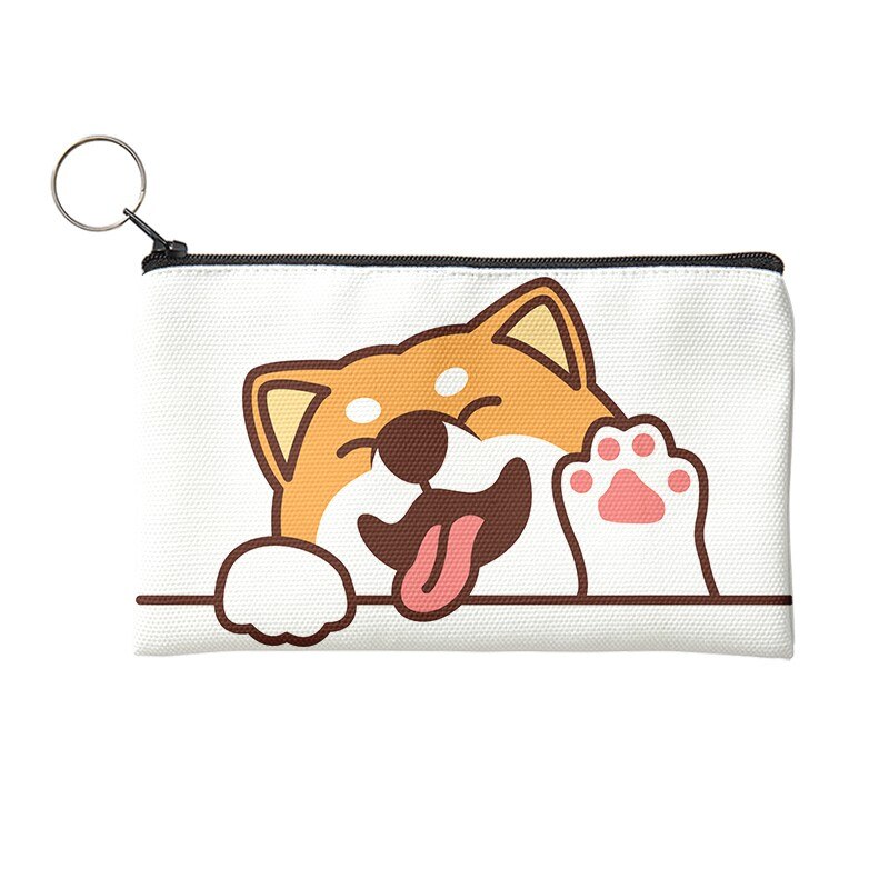 Nuovo portamonete Unisex semplice con stampa solida e simpatico cane con cerniera Lady Girls portafoglio portatile borsa piccola in tela per regali da ragazza: Style2