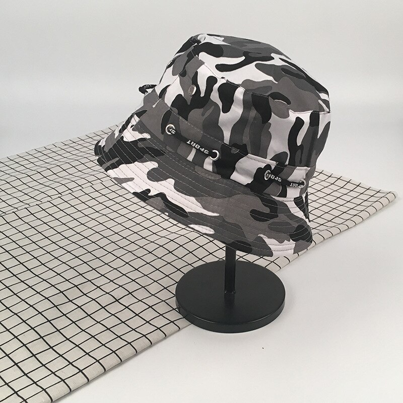 Fisherman Hat Female Spring and Summer Sun Protection UV Bucket Hat Wild Face-lift Drawstring Sun Hat Outside Sport Bucket Hat: Camo 5