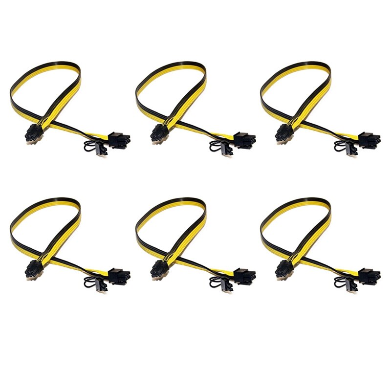 6 Pcs 16AWG 6 Pin Pci-E Naar 8 Pin (6 + 2) Pci-E (Man Op Man) gpu Power Kabel Voor Hp Server Voor Grafische Kaarten Mijnbouw (50Cm): Default Title